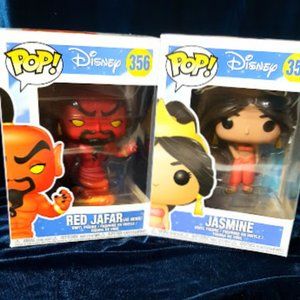 Funko Pop Disney Red Jasmine and Genie Jaffar NEW